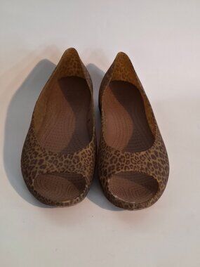 Crocs Leopard Peep Toe Flats